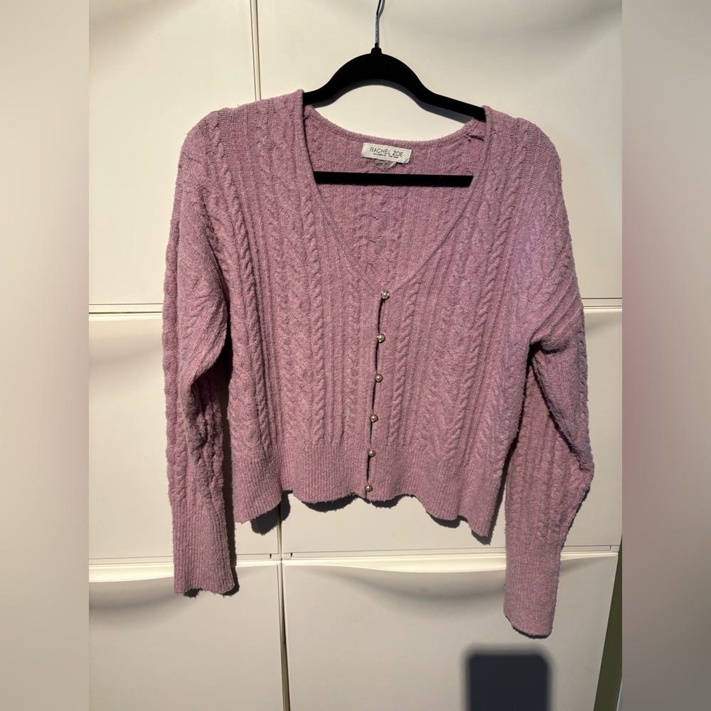 Rachel Zoe Women's Lavender Cable Knit Cardigan